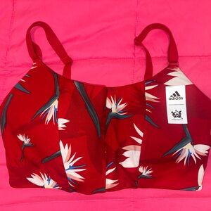 Adidas Red Floral sports bra